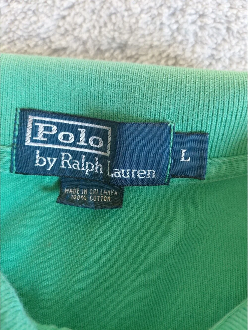 Polo Ralph Lauren Green Polo Shirt Large Short Sleeve Logo Button Mens